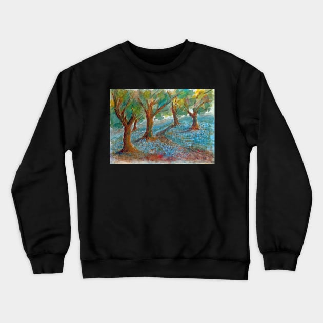 Oaks and Bluebells - Watercolor Crewneck Sweatshirt by pops